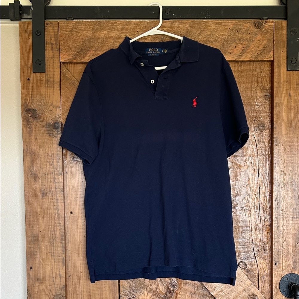 Polo by Ralph Lauren Navy Short-Sleeve Polo with Red Logo